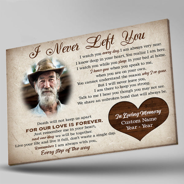 I Never Left You Canvas Remembrance Gift| Personalized Memorial Gift For Loss Of Dad Mom In Loving Memory| NXM94