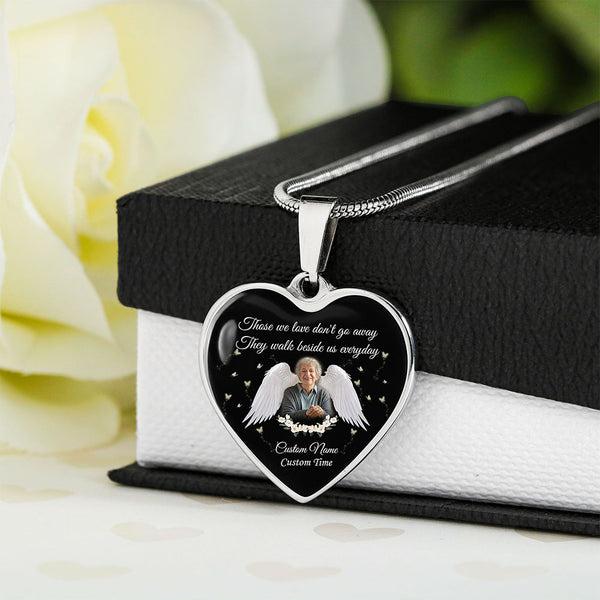 Custom Memorial necklace with picture| Sympathy remembrance jewelry for loss loved one in heaven NNT11