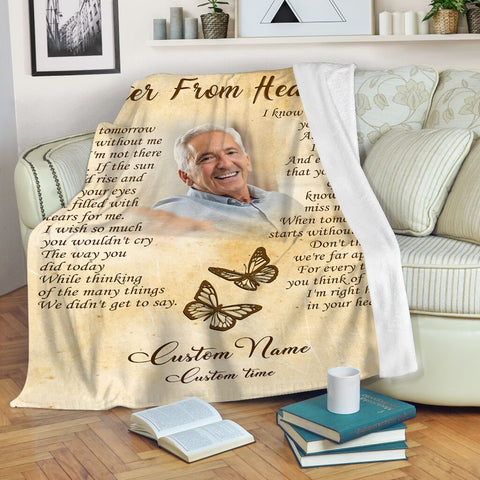 Personalized Memorial Blanket - Letter from Heaven Butterfly Throw Sympathy Gift for Loss Loved One N2734