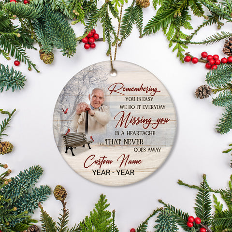 Personalized Memorial Ceramic Ornament with Picture Christmas Sympathy Gift for Loss of Loved One NOM258
