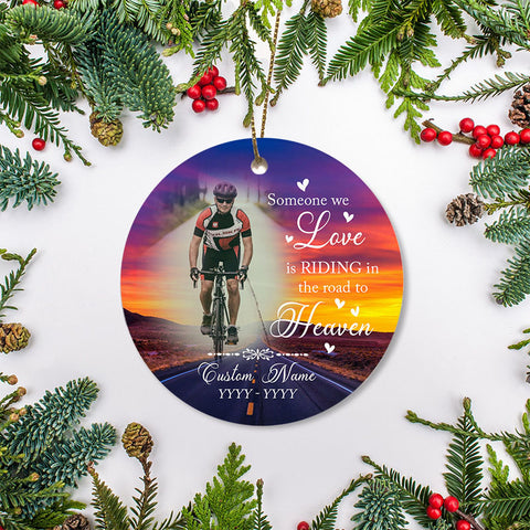 Riding in heaven rider - cycling memorial ornament, MTB BMX bicycle ornament, cyclist memorial gift| ONT14