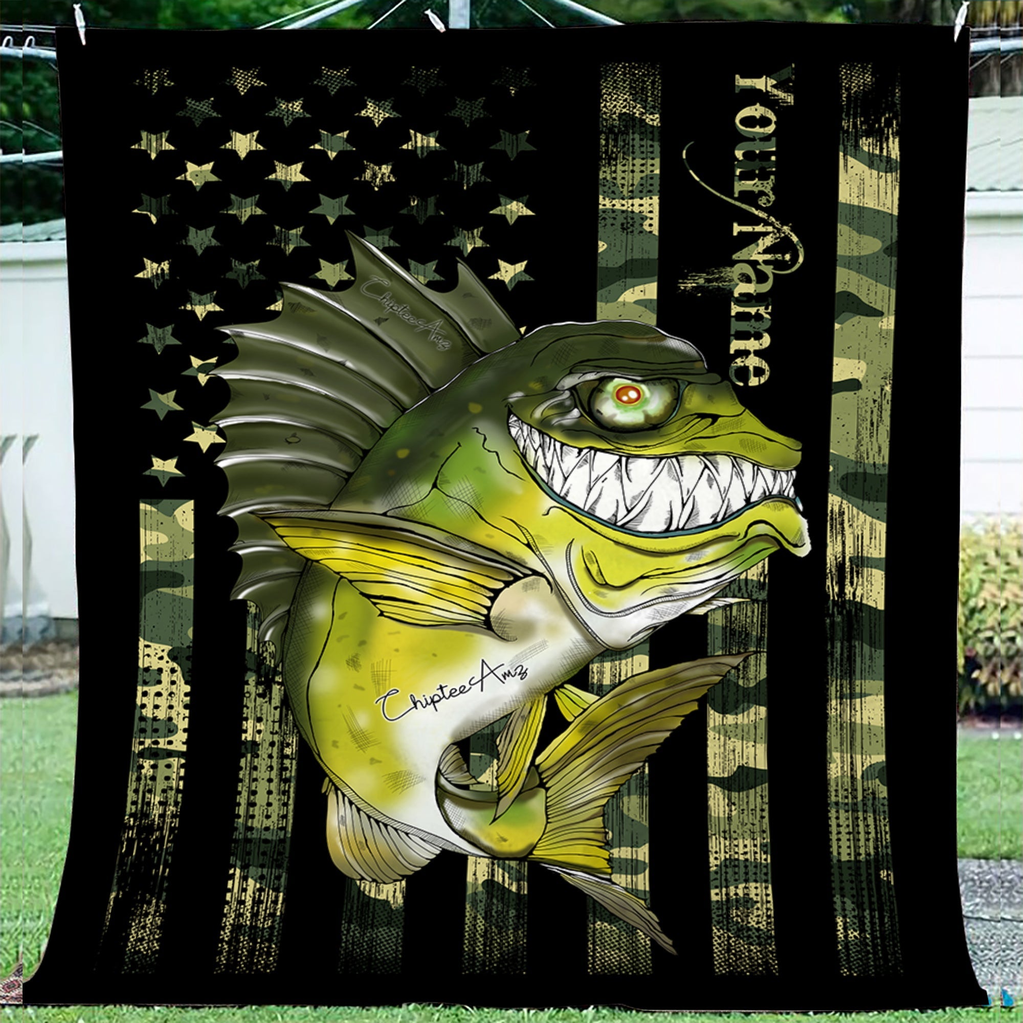 Largemouth Bass fishing American flag camo black funny bass fish Chipt –  Myfihu