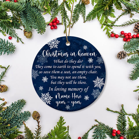 Memorial Ornament - Christmas In Heaven Ornament Custom Remembrance Ornament Sympathy Christmas Ornament for Loss of Loved One, Father, Mother - In Loving Memory Christmas Decoration - JOR20