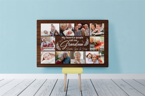 Grandma Personalized Canvas Photo Collage, Mothers's Day Gift for Grandmother, Nana Gift| N2489