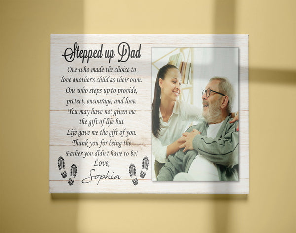 Step up Dad Ever Personalized Canvas Thank You Fathers Day Gift for Bonus Dad Step Father Gift| N2600