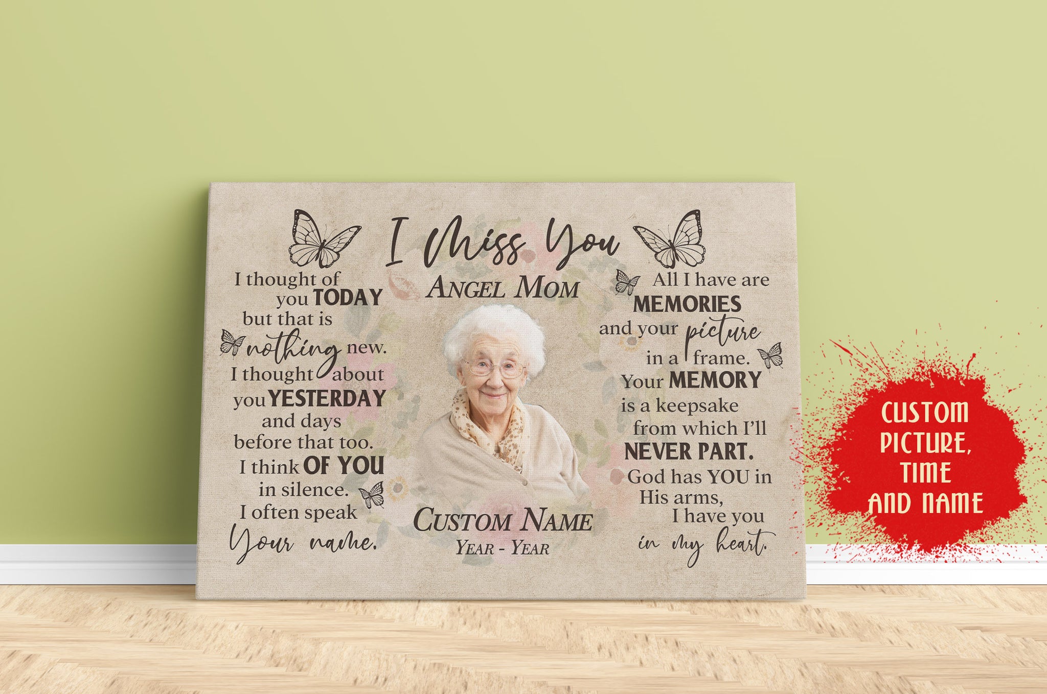 Mom, You Left Me Beautiful Memories - Personalized Gifts, Custom Memorial  Canvas for Mom, Memorial Gifts