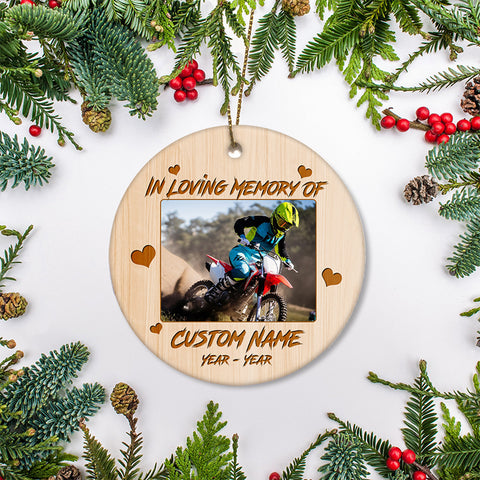 Personalized Motorcycle Ornament Christmas In Heaven Sympathy Gift For Loss Of Biker Dad In Memory ODT23