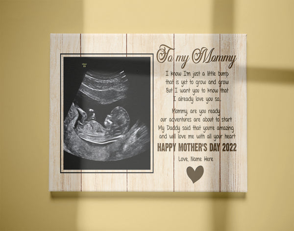 Custom New Mom Canvas| To Mommy from Baby Bump Happy Mother's Day To New Mom Gift for Expecting Mother| JC823