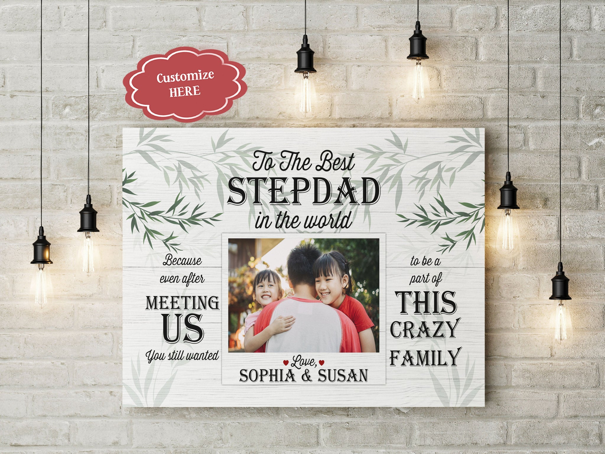 Best StepDad Ever Personalized Canvas Thank You Fathers Day Gift for Bonus Dad Step Father Gift| N2598