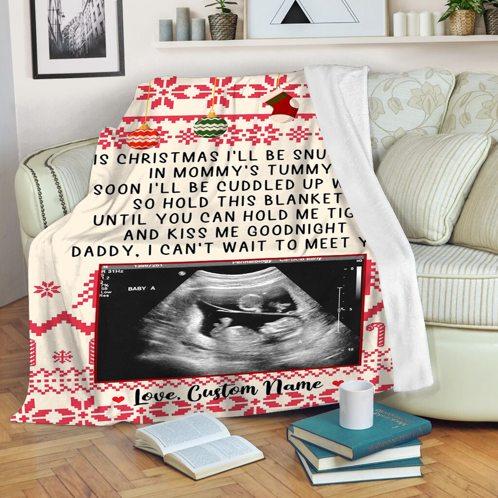 Personalized Gift for Dad| I Can’t Wait to Meet You Daddy Custom Ultrasound Blanket Gifts from Bump AP334