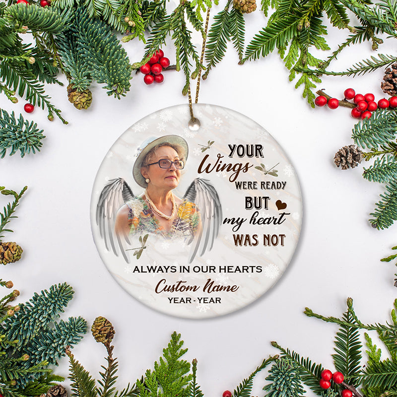 Your wings were ready - Personalized memorial Christmas ornament with photo, sympathy gift for loss| ONT32