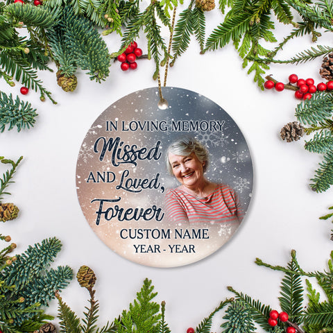 Remembrance Memorial Ornament, Christmas in Heaven Ornament, Sympathy Gift for Loss of Loved One - OVT06