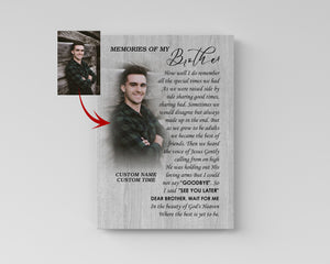 Brother Memorial Personalized Canvas - Memories of My Brother Sympathy Gifts for Loss of Brother| N2615