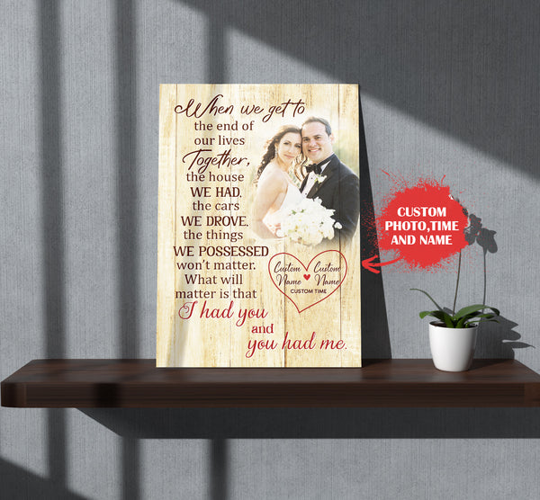 Personalized Anniversary Gift for Couple, Part| I Had You & You Had Me Wall Art| Custom Sentimental Gift for Husband Wife on Valentine's Day Christmas Anniversary Dad Birthday Day JC583 Myfihu