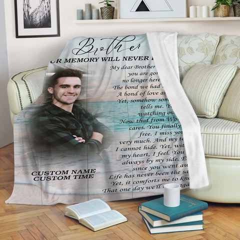 Brother Memorial Blanket, Personalized Sympathy Throw Gift for Loss of Brother in Heaven Bereavement N2755