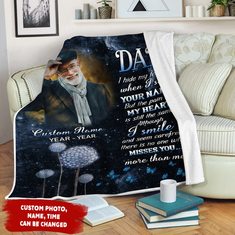 Dad Memorial Blanket, Personalized Dad in Memory Sympathy Throw, Memorial Gift for Loss of Father N2728