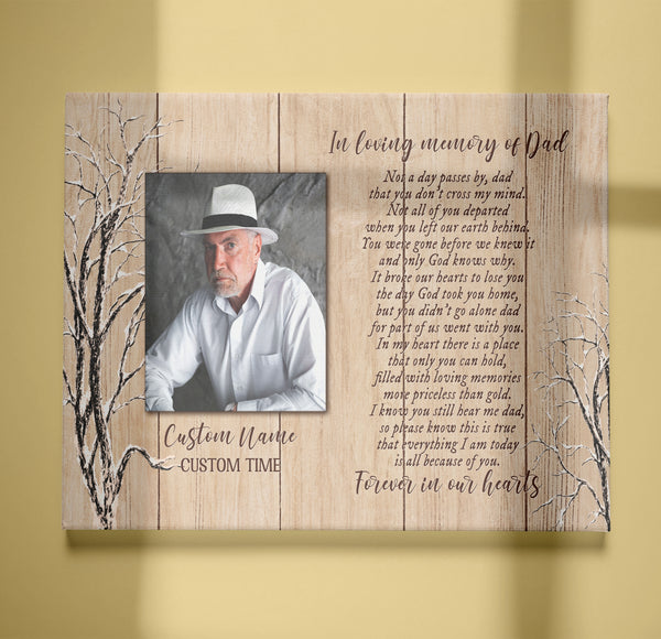 Personalized Dad remembrance canvas, Bereavement loss gift for father, in Memory of Dad in heaven CNT04