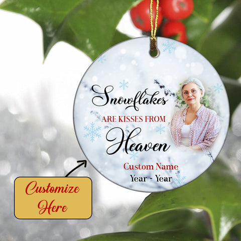 Personalized Memorial Ornament - Kisses from Heaven, Christmas Remembrance Home Decor, Memorial Gift for Loss of A Loved One| NOM98