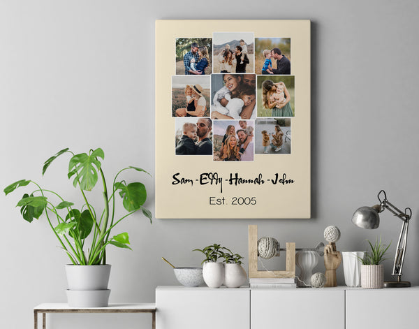Personalized Family Canvas| Custom Family Photo Collage Canvas for Home Decoration| Sentiment Gift for Family on Christmas, Thanksgiving, Anniversary| Family Wall Art| JC727