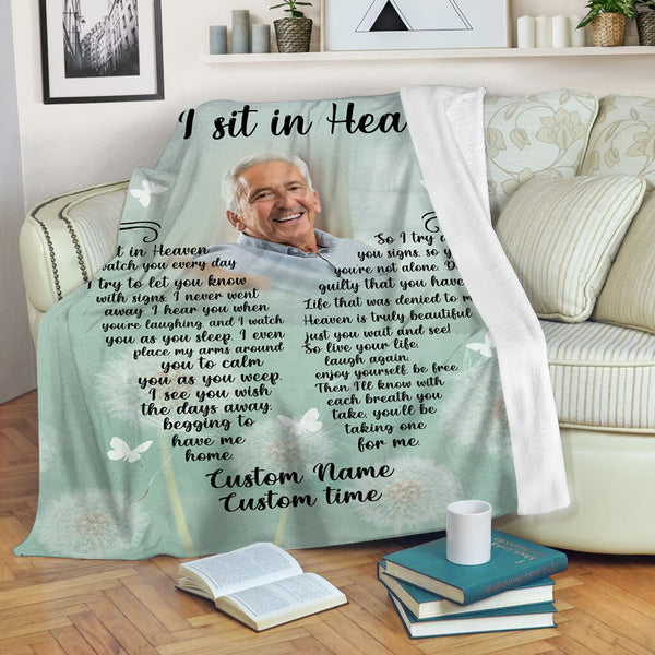 Personalized Memorial Blanket, As I Sit in Heaven Butterfly Remembrance Throw Sympathy Gift N2762