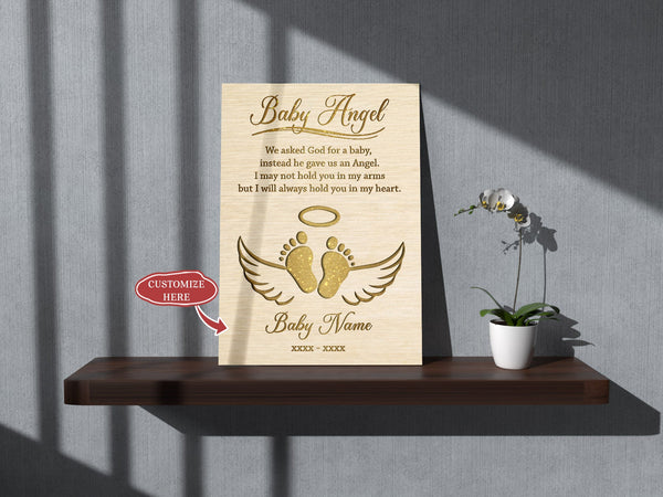 Miscarriage Personalized Canvas Baby Loss Gift, Stillbirth Keepsake Baby Angel In Memory of My Baby| N2550