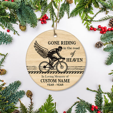 Gone riding in heaven - cyclist memorial ornament, mountain biker Xmas gift, BMX cycling ornament| ONT15
