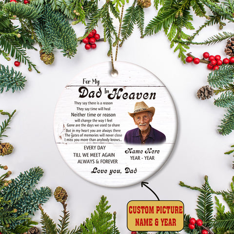 Dad Memorial Ornament - Until We Meet Again, Christmas in Heaven, Dad Remembrance Home Decor, Memorial Gift for Loss of Father in Memory| NOM173