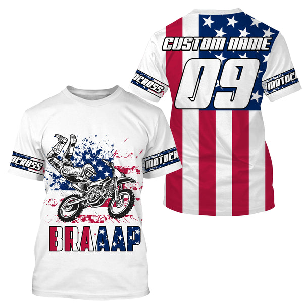 US flag Brap custom motocross jersey kid men women UPF30+ dirt bike Patriotic offroad motorcycle NMS964