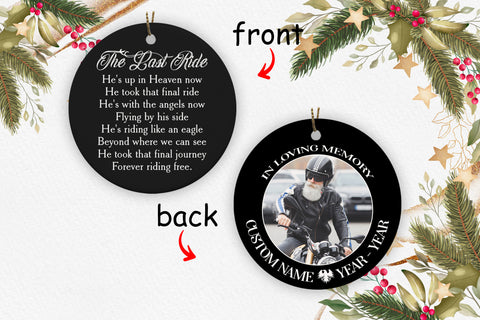 The Last Ride Biker Memorial Christmas Ceramic Ornament Personalized Motorcyle Sympathy Gift NOM256