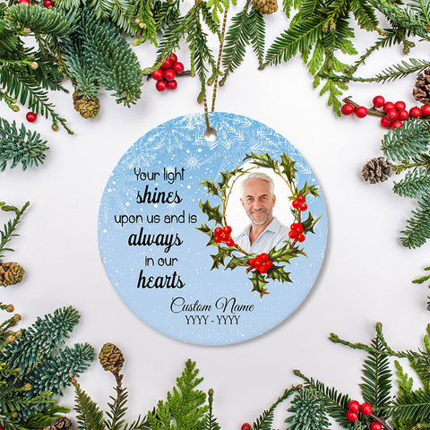 Memorial ornament - Always in our hearts, remembrance ornament for loss of loved one, sympathy gift| ONT45