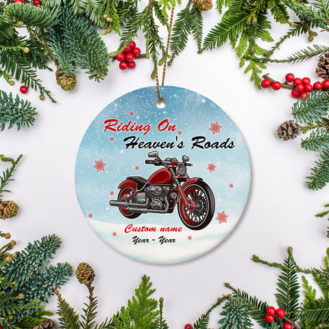 Personalized Motorcycle Christmas Ornament Memorial Gift for Loss of Biker Ride In Heaven Ornament ODT14