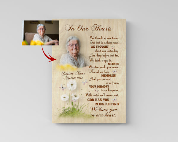 Memorial Gift Forever in Our Heart for Loss of Loved One Personalized Deepest Sympathy Canvas VTQ88