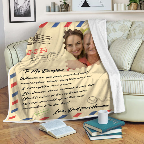 Memorial Blanket - To Daughter from Dad in Heaven| Remembrance Fleece Throw, Deepest Sympathy Gift, Memorial Blankets and Throws for Loss of Father| N2215