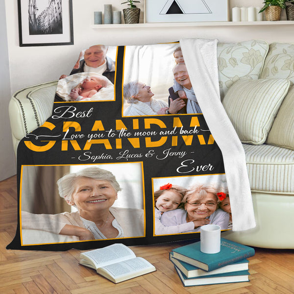 Best Grandma Ever Personalized Blanket Custom Fleece/Sherpa Throw Mother's Day Gift for Grandma N2493