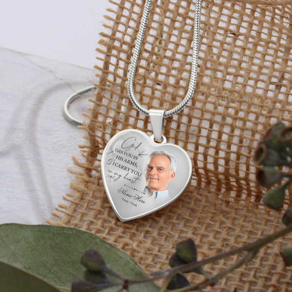 Custom memorial necklace| Sympathy gifts for loss of loved one| Rememberance jewelry for Dad Mom Son NNT03