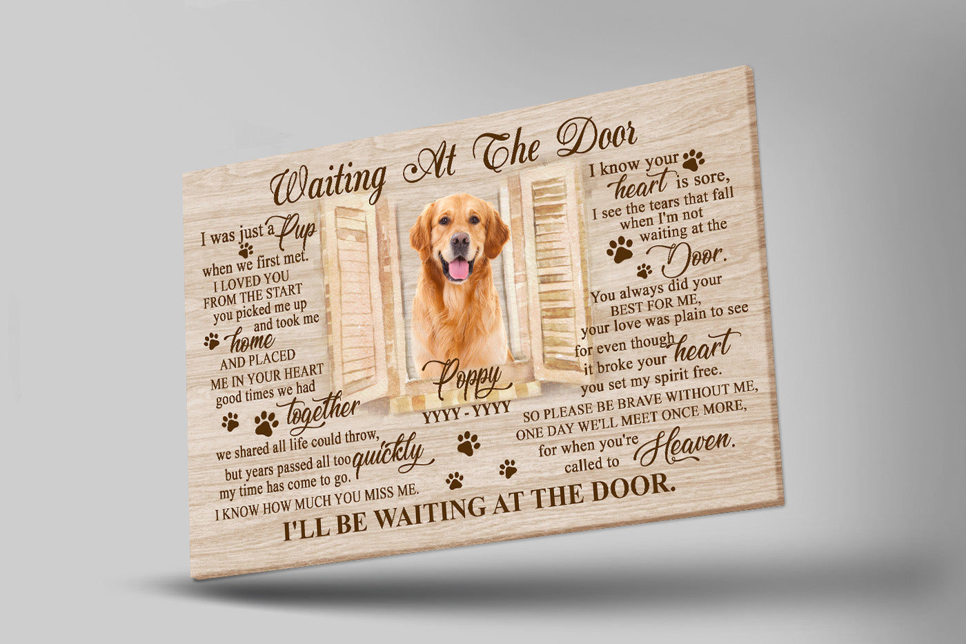 Personalized Dog Memorial Canvas - Waiting At The Door Canvas - Dog Memorial Gift, Sympathy Gift for Loss of Dog, Dog Owner, Pet Owner - Dog Remembrance Gift - JCD784 - A02M07