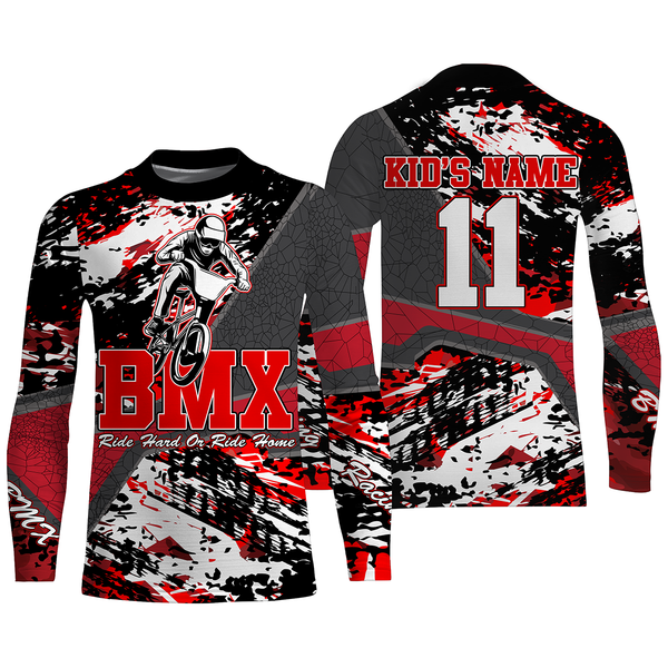 Custom Red BMX racing jersey UPF30+ stunt riding shirt Off-road Cycling gear| SLC82