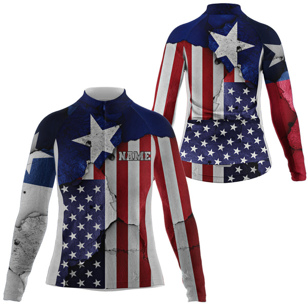 Men women Texas cycling jersey UPF50+ American Bike shirt with 3 pockets full zip MTB BMX clothes| SLC172