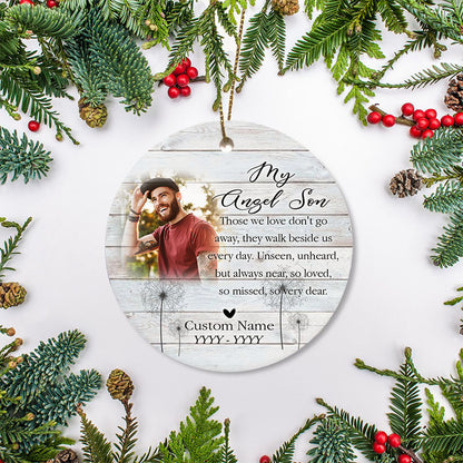 Angel Son memorial ornament, Christmas memorial gift for loss son, remembrance ornament home decor| ONT124