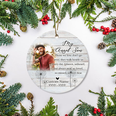 Angel Son memorial ornament, Christmas memorial gift for loss son, remembrance ornament home decor| ONT124