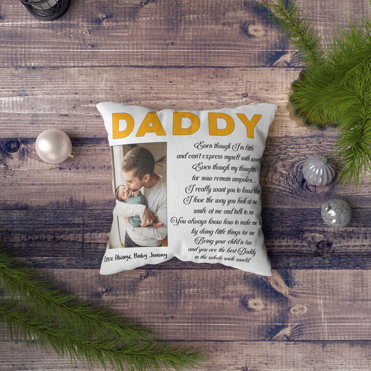New Dad Personalized Pillow (Insert Included) Custom Photo First Father's Day Gift 1-side Print Case| NPL43