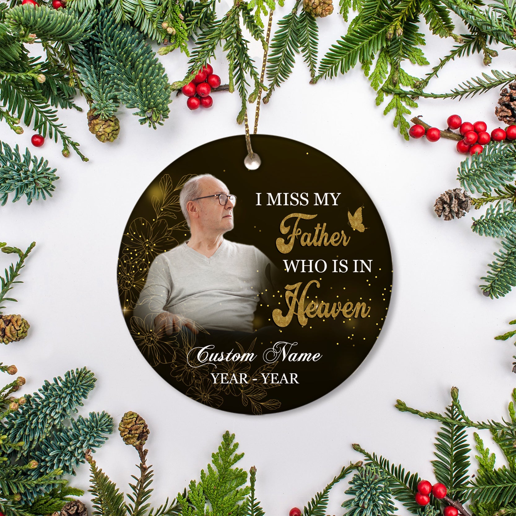 Dad memorial ornament - I miss my father, in heaven ornament, dad remembrance christmas ornament| ONT113