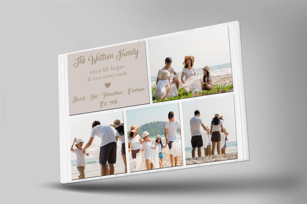 Personalized Family Canvas| When Life Began Love Never Ends Family Photo Collage Wall Art| Gift for Family on Christmas Thanksgiving| Home Decoration Family Wall Art Family Sign| JC724