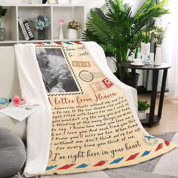 Memorial Custom Blanket| Letter From Heaven Blanket | Meaningful Remembrance Fleece Throw, Deepest Grief Sympathy Gift for Loss of Son, Mother, Father, Grandmother| T424