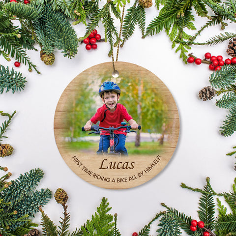 No training wheels bicycle ornament, first time ride bike ornament, cycling gifts for Xmas| ONT02
