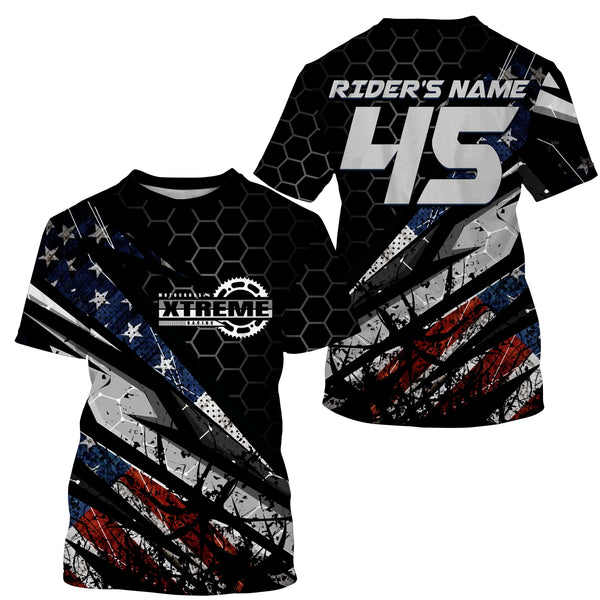 Extreme custom dirt bike jersey kid men women USA Patriotic UV Motocross shirt for biker motorcycle PDT409