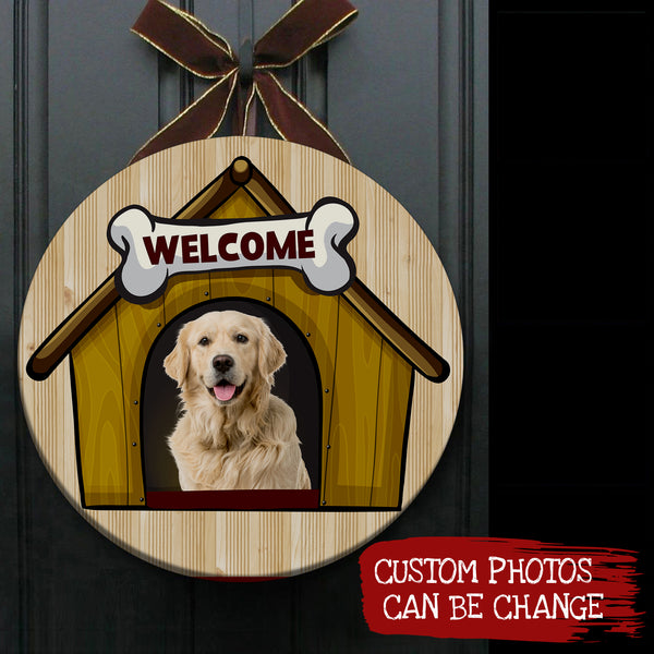 Personalized Dog Door Hanger| Funny Wooden Welcome Sign for Dog Lover, Dog Mom, Dog Dad, Pet Owner| Dog Theme Decoration for Wall, Mantel, Home| JDH53