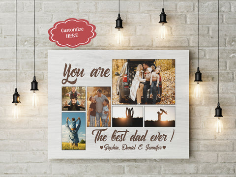 Best Dad Ever Custom Photo Collage Matte Canvas Art Fathers Day Gift for Daddy Birthday Christmas| N2541