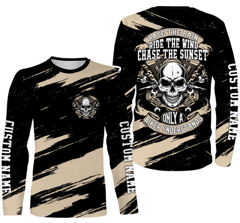 Personalized Riding Jersey, Motocross Racing Shirt, Dirt Bike Motorcycle Long Sleeves, Off-Road Skull Biker| NMS149