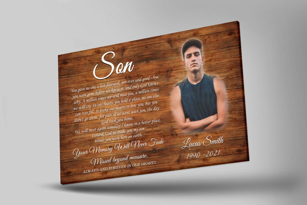 Son Memorial Personalized Canvas|  My Angel Son in Heaven Canvas| Sympathy  Gifts for Loss of Son| Memorial Son Canvas|  In loving memory of Son on Christmas CP8